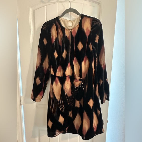 Pinko Velvet Flocked Abstract Mini Wrap Dress EUC - Picture 3 of 11